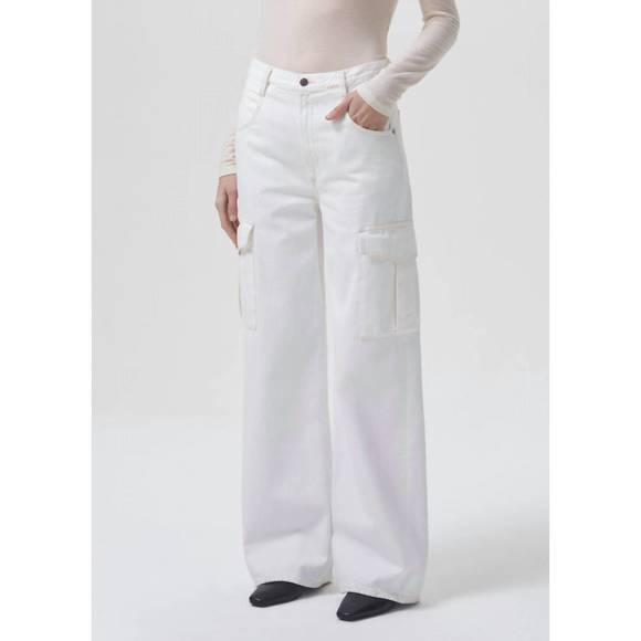 NWT Agolde Minka Cargo Jean 30 White, Relaxed Fit High Rise, 💯 organic cotton! - Picture 4 of 9